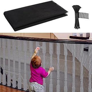 Banister Guard for Baby - 10ft L x 2.5ft H, Child Safety Net, Stair Railing Banister Proofing Mesh Net Balcony Netting for Pets & Kids