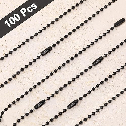 Miniatura 9 de SANNIX 100 cadenas de cuentas de bola, cadena de metal a granel para perro, cadena de bolas de 4.72 pulgadas con conectores para colgar decoración