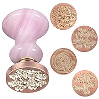 Vista 12 de rockcloud Juego de sellos de cera, 4 sellos de cera de sellado de cobre con 1 mango de sello de obsidiana negra para tarjetas, sobres, decoración