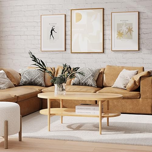 Miniatura 3 de Nathan James Sonia - Mesa de centro con estante de almacenamiento, madera clararatán