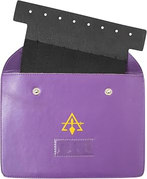 Masonic Cryptic mason Gold Pocket Jewel Holder Purple Leather Large Freemason Jewelry Case