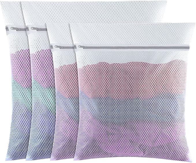 4 PCS mesh laundry wash bag 2L+2M white