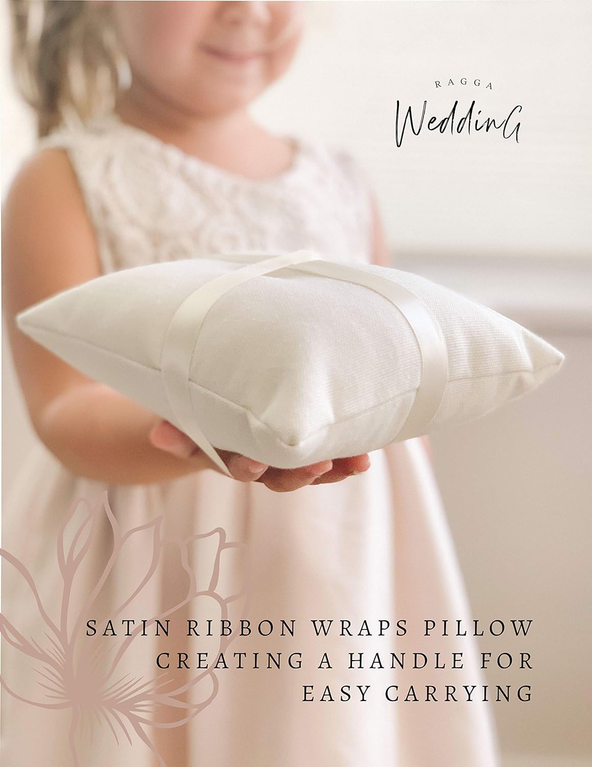 Ragga Wedding Ring Bearer Pillow - Ivory Linen-Look Ring Bearer Pillow - Wedding Ring Pillow - Modern Ring Bearer Cushion with Eucalyptus Greenery Asher Pillow
