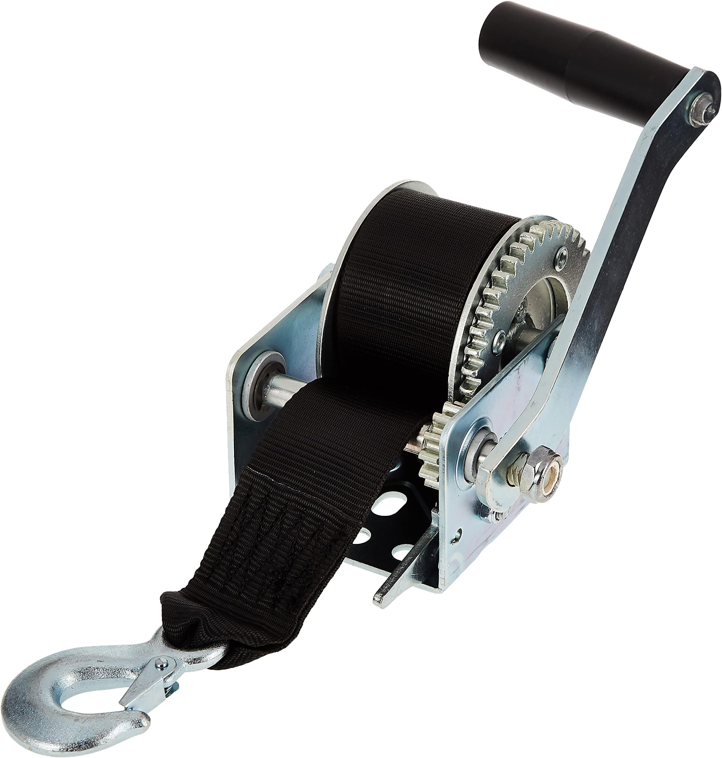Towpower 7019400 Boat Trailer Winch, 600 lbs. Capacity, Single-Speed Hand Crank Winch, High-Performance Zinc Finish, 15 Foot Strap