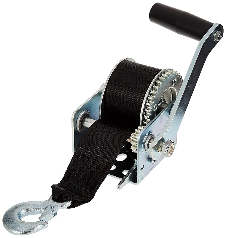 Guincho manual para carreta de barco REESE 7019400, 272 kg, monovelocidade, acabamento zincado e cinta de 4,57 m