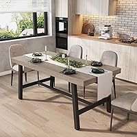 Vista 25 de GarveeHome Mesa de Comedor Industrial para 6-8 Personas, Mesa de Cocina de Madera de 70.87" de Largo con Marco de Metal Resistente y Acabado Negro