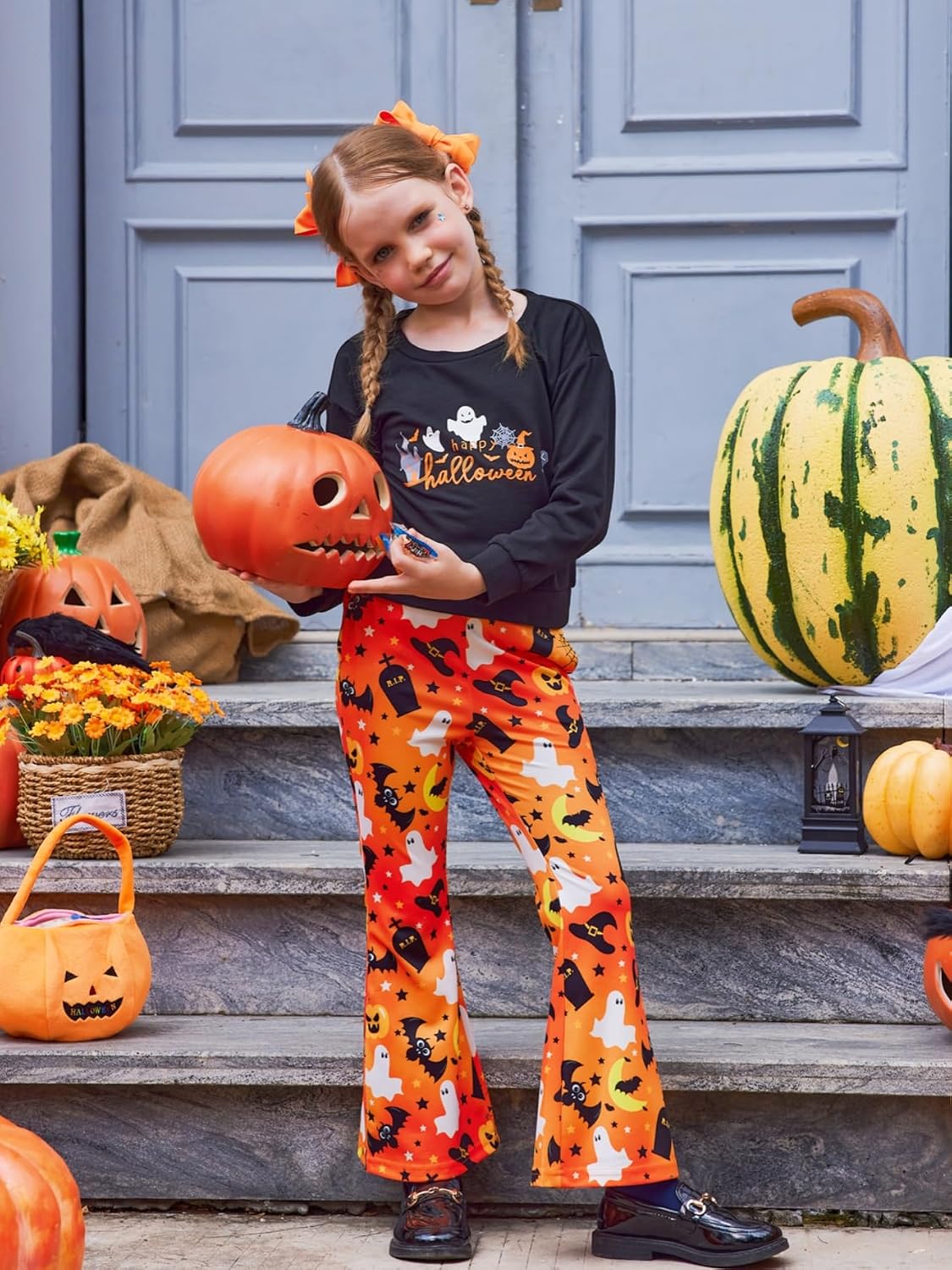 Arshiner Girls 2 Piece Tracksuit Set Kids Sweatshirt and Retro Flare Pants