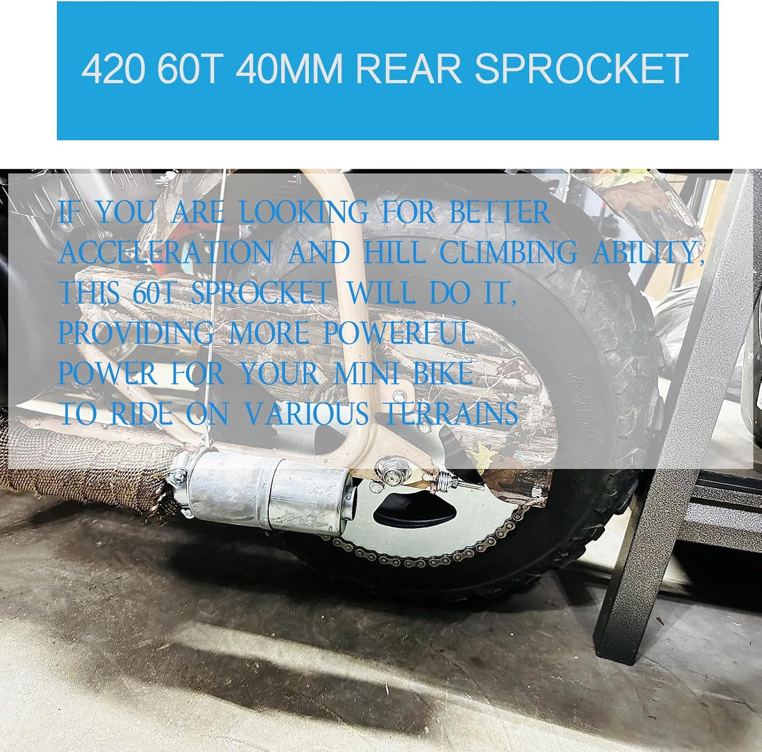 #40 41 420 Chain Sprocket 60T Mini Bike Rear Drive Sprocket with Chain Breaker Compitable with for CT200U BT200X CT200U-EX Baja Heat Massimo MB165 MB200 196cc 200cc Mini Bike Go Kart