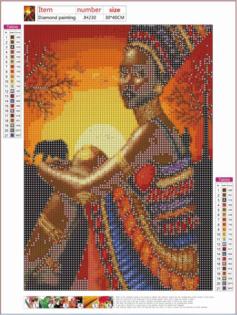 DCIDBEI DIY 5D Diamond Painting Full Drill Kits African Lady Cross Stitch Kits for Adults Painting with Diamonds Crystal Rhinestone Embroidery Pictures Arts Craft for Home Wall Decor 30X40CM - Image 3