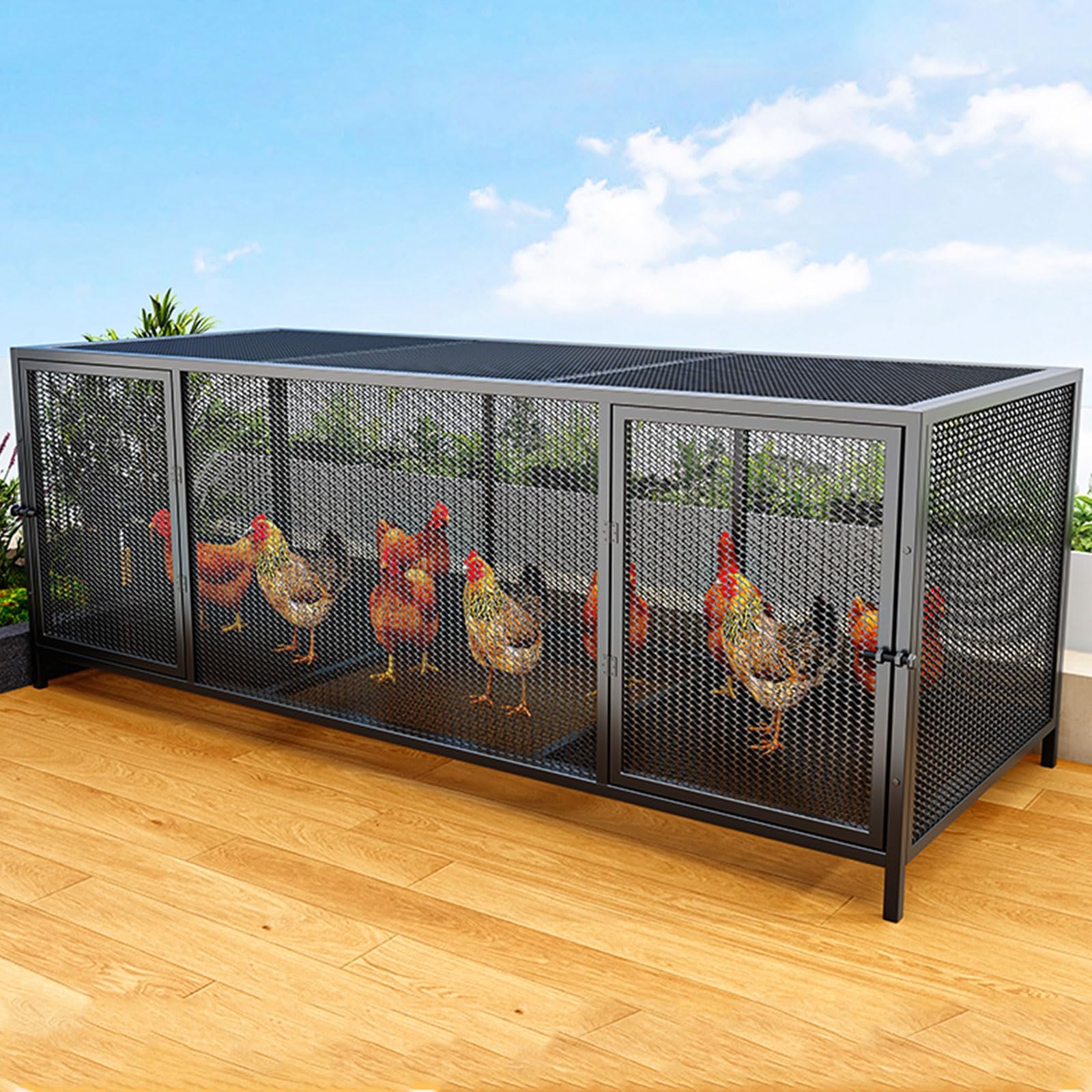 Gallinero Exterior Metálico 3x1x1.5m - Para Gallinas Y Conejos, Con Lona Impermeable Y Cerradura