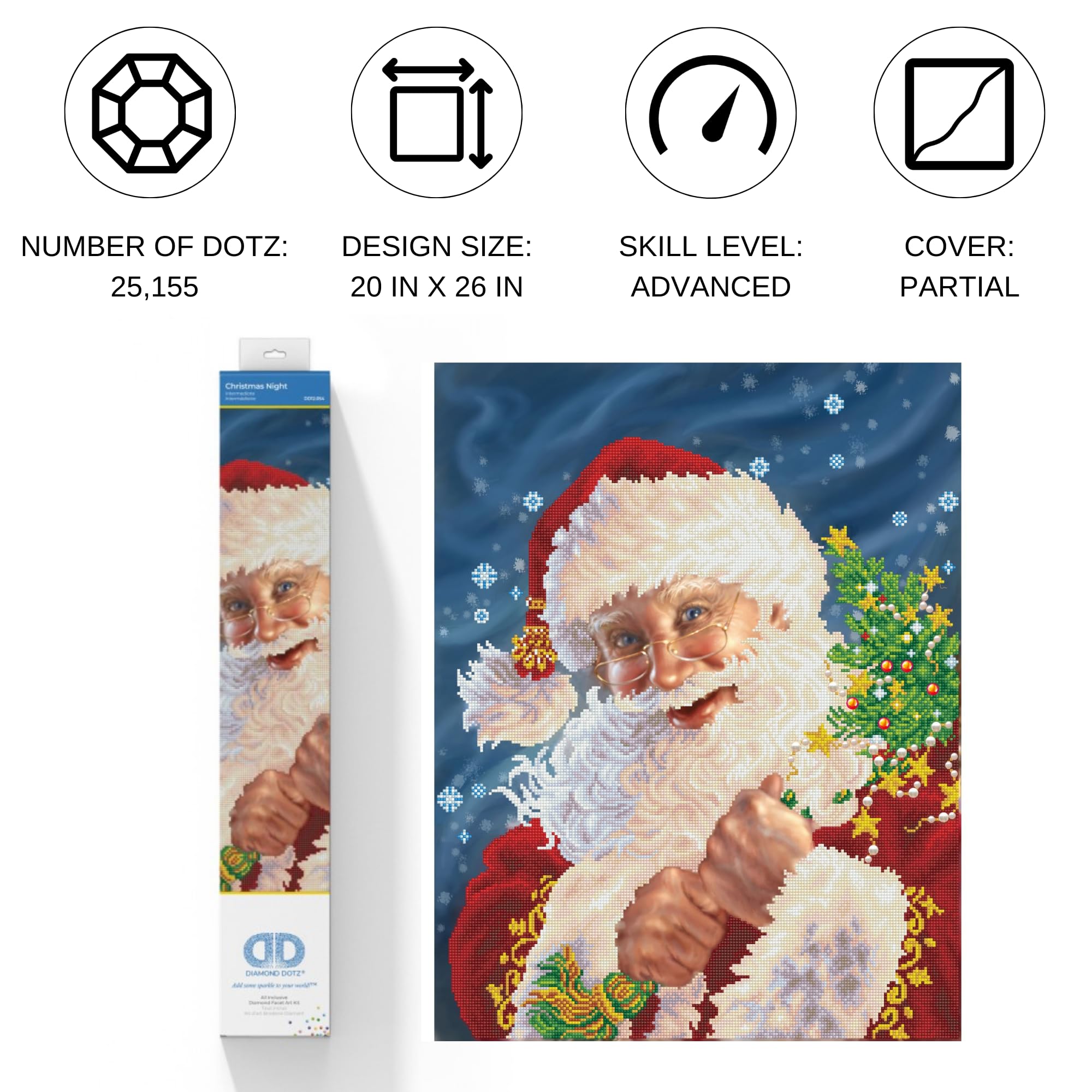 DIAMOND DOTZ Christmas Night Diamond Painting Kits for Adults - Diamond Art Kits a Relaxing Creative Craft Kit with Dotz Gems 20x26