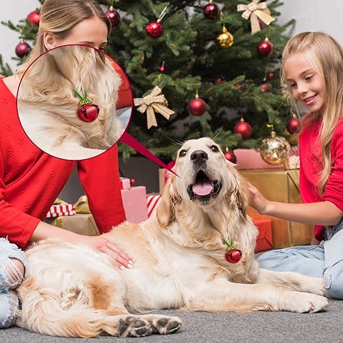 Vista 15 de Gejoy 60 collares de campana de Navidad, decoraciones de campana de Navidad para suministros navideños Rojo