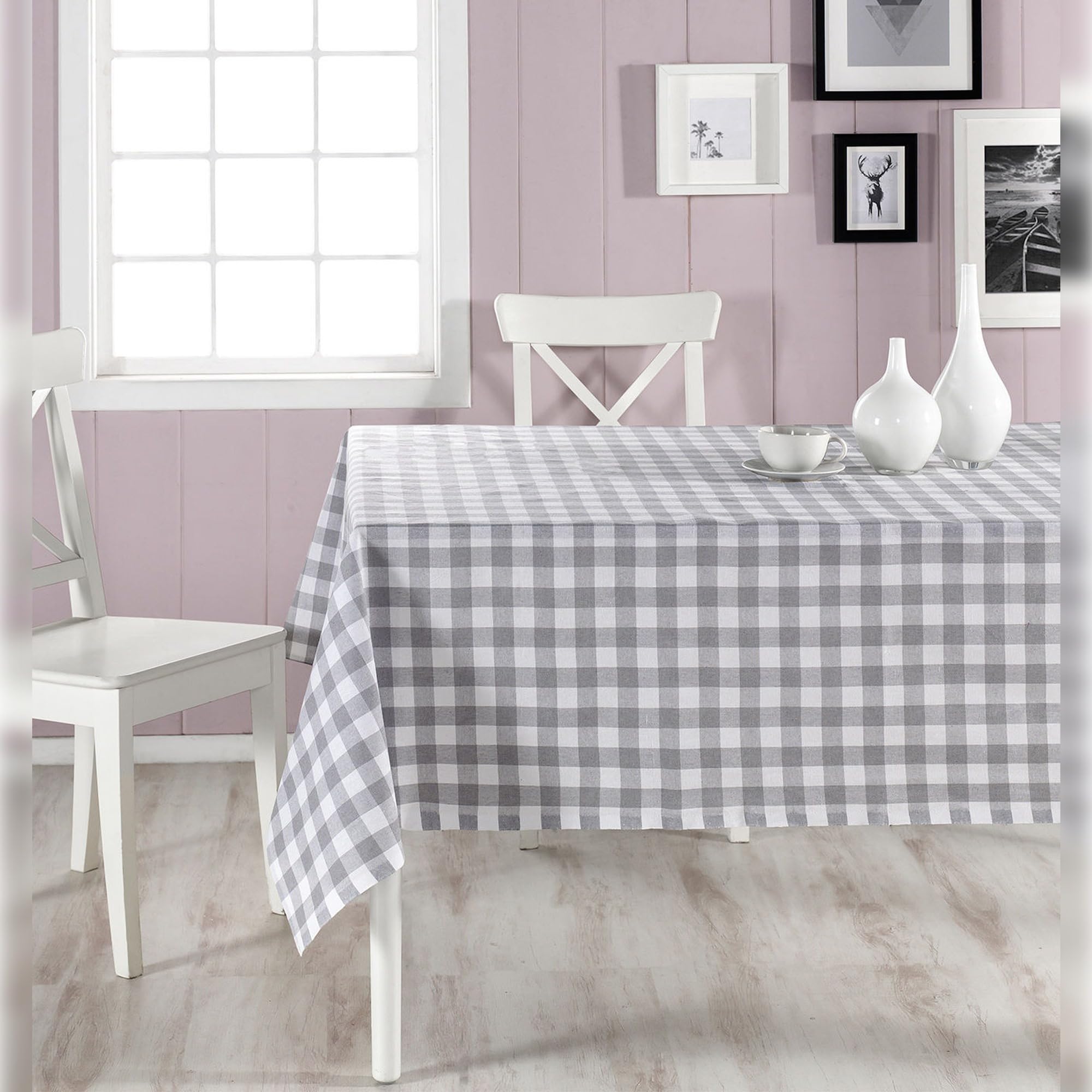 WELL HOME MOBILIARIO & DECORACIÓN Pink Checkered Tablecloth 160 x 160 cm