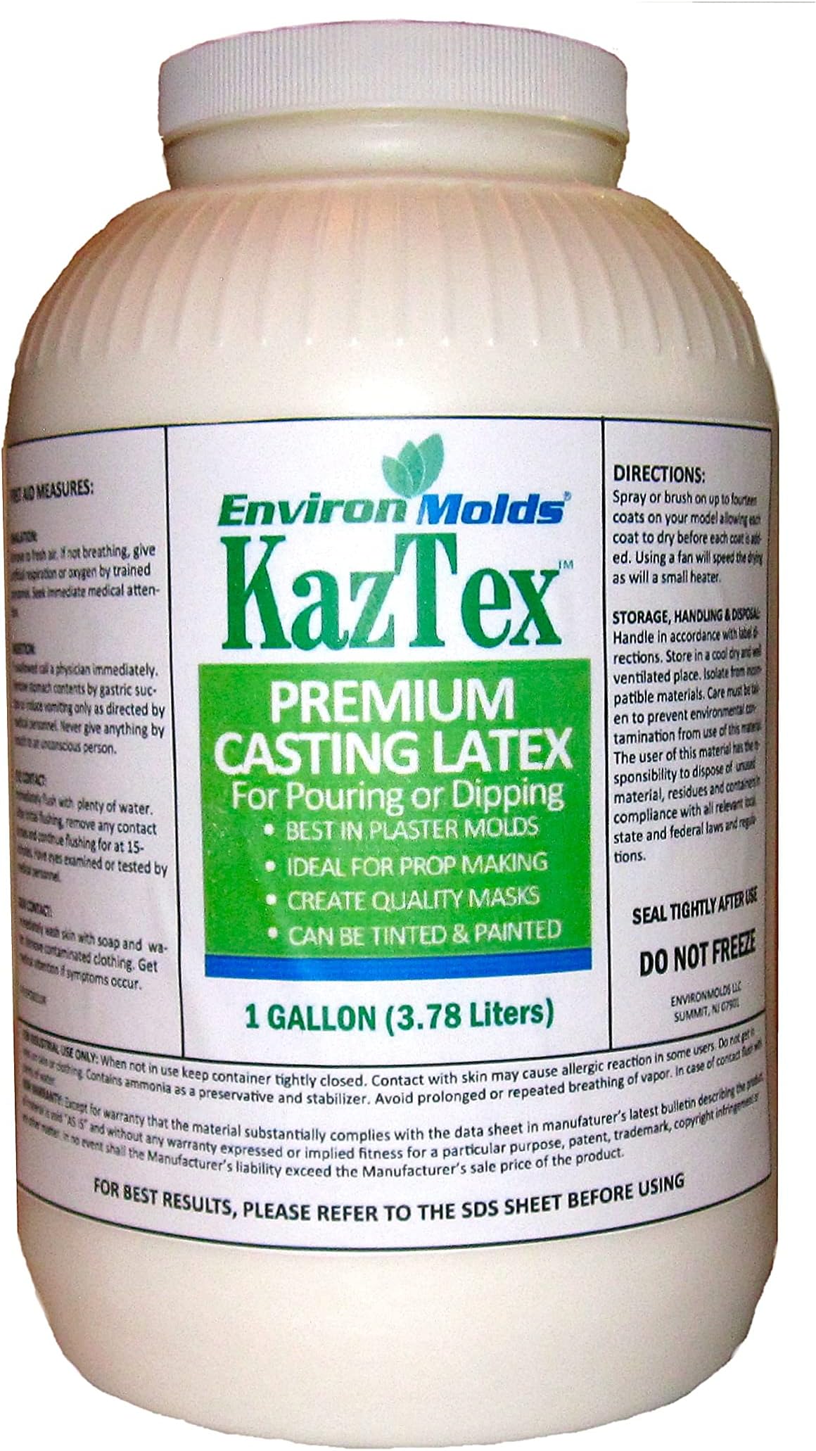 Premium KazTex Latex Casting Rubber 1 Gallon - for Mask Making - Prop Making - Dip Molding