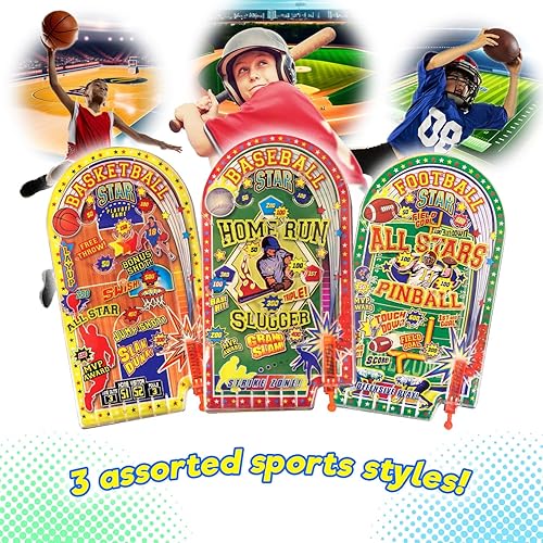 Miniatura 2 de JA-RU Mini juego de pinball (6 juegos de bolsillo), juguete de arcade con temática deportiva de mano para niños y adultos. Juguetes clásicos de la