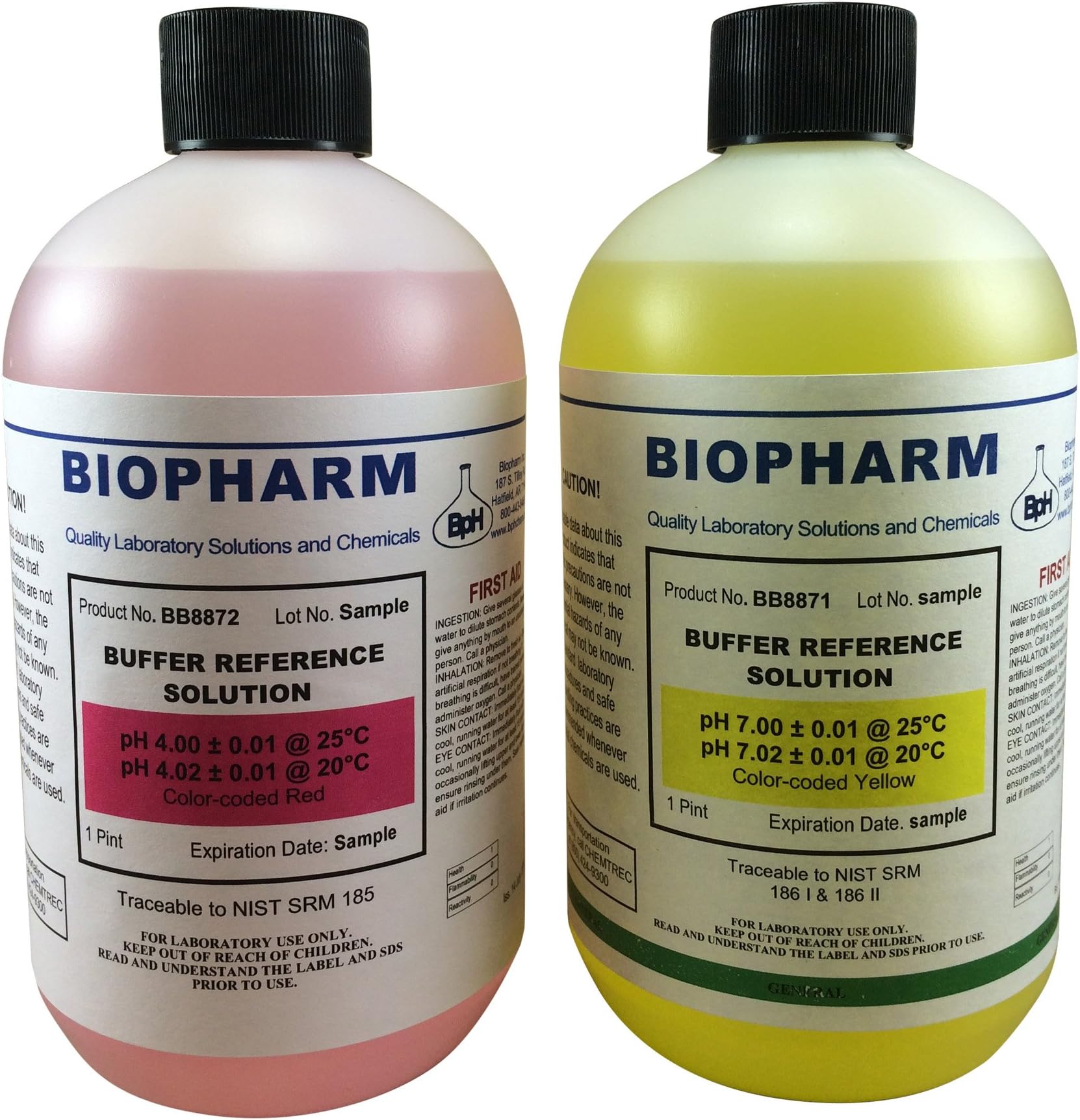 Biopharm pH Calibration Buffer 2-Pack, 500 mL (1.06 Pint) Each: pH 4.00 and pH 7.00; NIST Traceable Reference Standards for All pH Meters