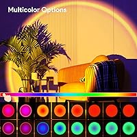 Vista 2 de Lámpara de proyección de puesta de sol con control remoto, luz nocturna multicolor de rotación de 360°, luces de arco iris, 4 modos de ajuste