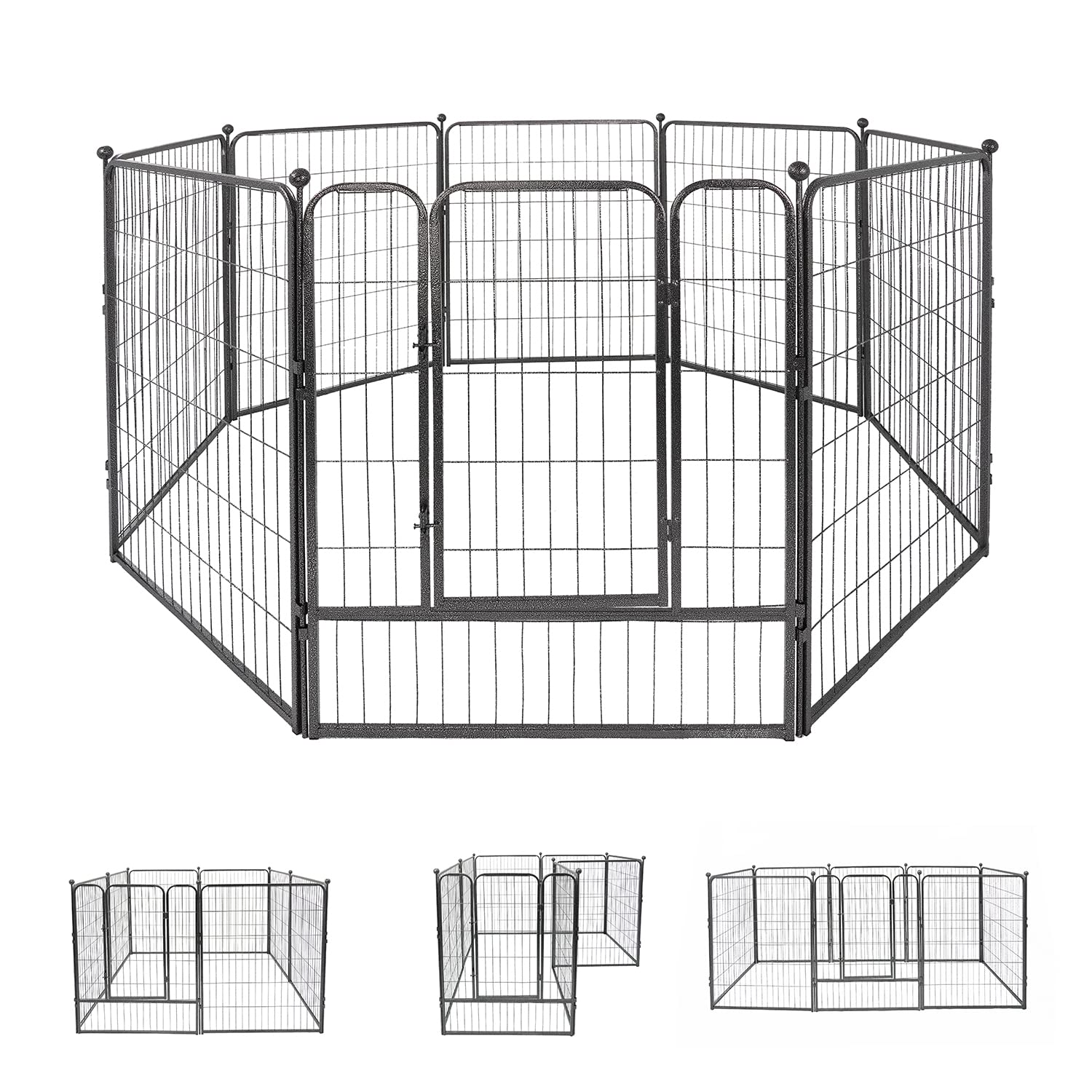 Fencer Wire Bold Metal Dog Playpen, Dog Fence Exercise Pen with Doors, Pet Puppy Outdoor Playpen Pen for Indoor & Outdoor, 8 Panels and 32-Inch Width for Each Panel (40-Inch)