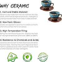 Vista 8 de 4 oz Espresso Cups Set of 2, Ceramic Cappuccino Cups with Saucers, Durable Porcelain Tea Set & Modern Coffee Cup Collection, Coffee Lover Gifts