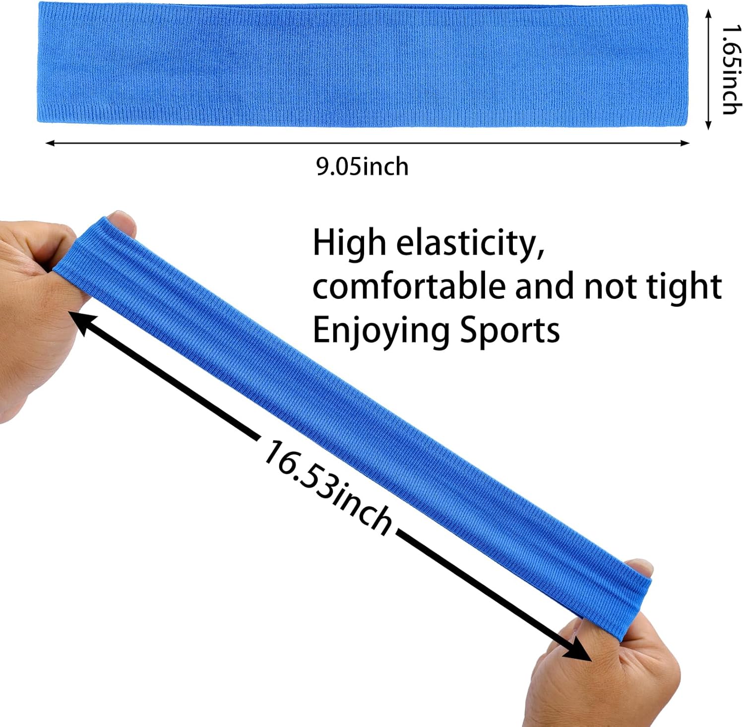 Blue Sport Headbands for Women Men,5PCS Non Slip Workout Headbands Moisture Wicking,Stretchy Athletic Headband breathalbe Sports Hairbands for Fitness Exercise Gym - Image 3