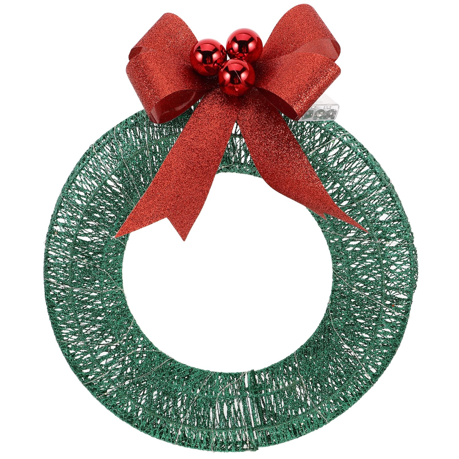 Couronne de Noël pré-éclairée 16 pouces en métal durable avec grand nœud