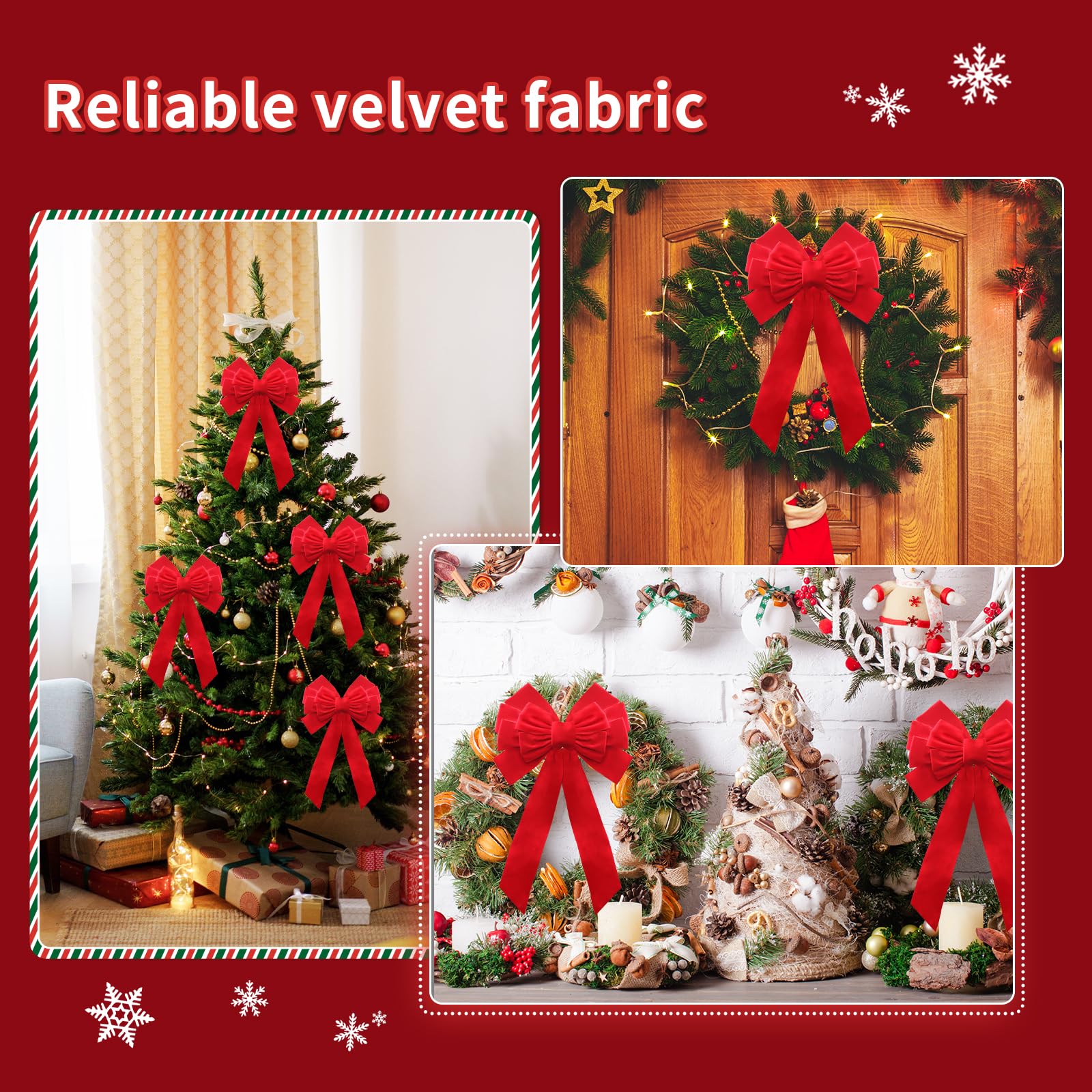 Fiocchi Velluto Per Albero Di Natale Fiocchi Di Velluto Per Albero Di Natale - Set 24 Pezzi, Rossi, Per Ghirlande, Regali E Decorazioni Fiocchi Vintage Natale