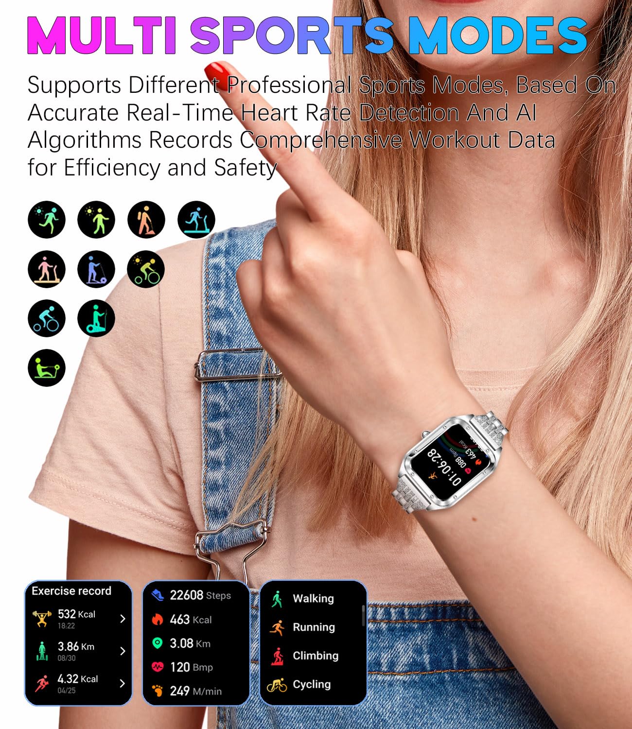 Reloj inteligente para mujer, 1.59 pulgadas, Full Touch, reloj inteligente para mujer con seguimiento de la salud femenina, monitor de frecuencia cardíaca, reloj inteligente deportivo impermeable para