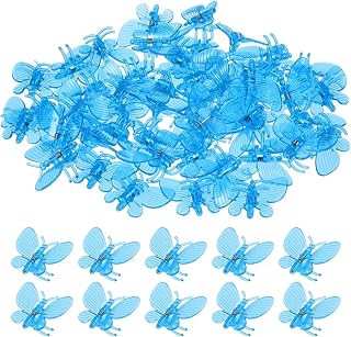 100-Pack Orchid Clips, Plastic Garden Plant Clips, Dragonfly Orchid Clips, Garden Plant Support Clip for Supporting Stems/Vines Grow Upright [Blue]