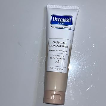 Dermasil Labs Oatmeal Facial Cleanser with Snow Mushroom, Paraben Free, Fragrance Free, 5 Fl Oz