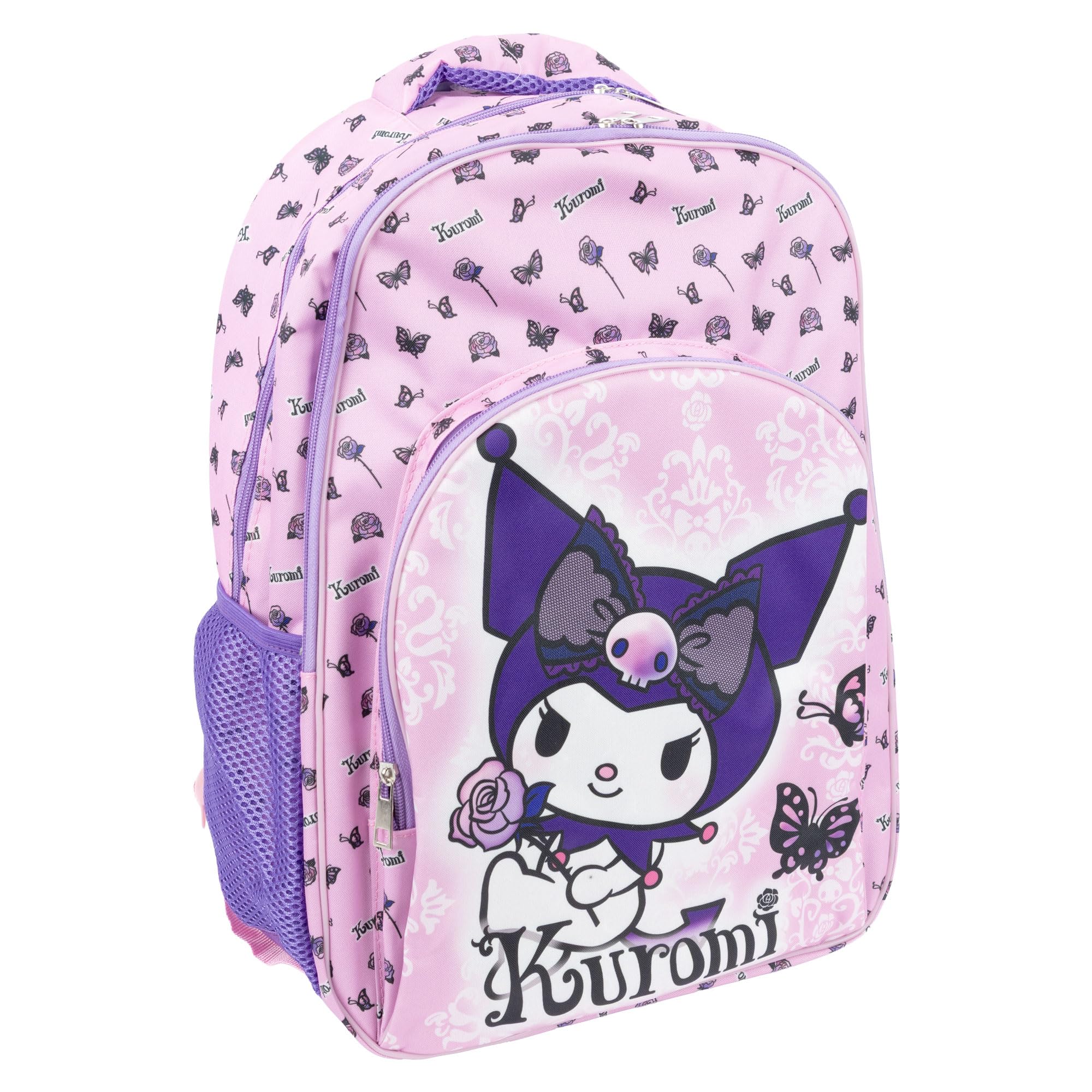 CERDÁ LIFE'S LITTLE MOMENTS Zaino Scuola Elementare Kuromi Hello Kitty 3 Cerniere - Zaino Bambina Multitasca Viola con Spallacci Imbottiti e Scomparti Organizzati, 40 cm