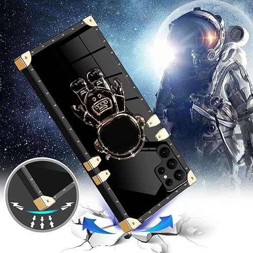 Miniatura 5 de Funda protectora de poliuretano termoplástico a prueba de golpes para Samsung Galaxy S22 Ultra 5G chapado en 6D diseño de astronauta con diseño de