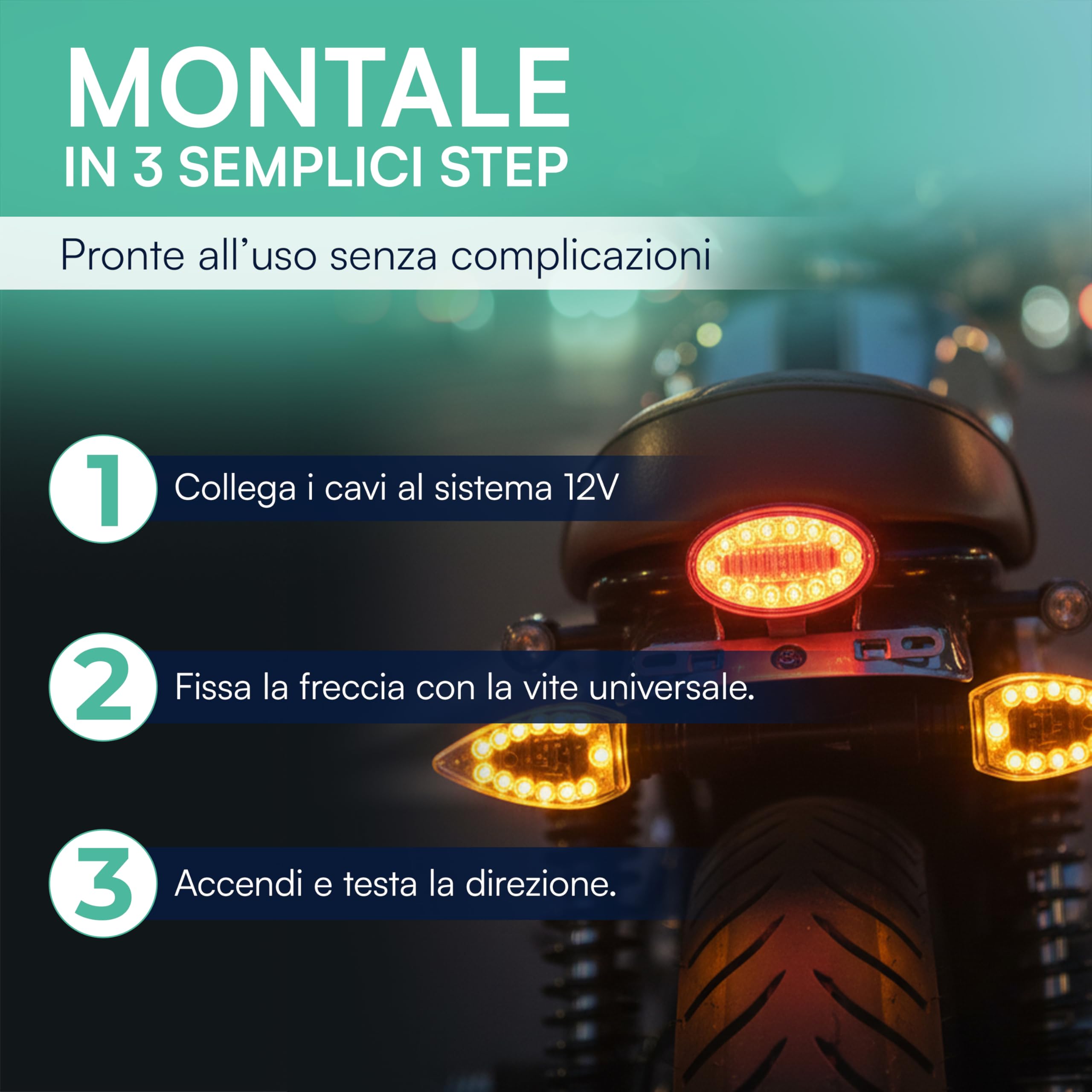 Kit 2 Frecce Moto Omologate 12V Led Universali Impermeabili
