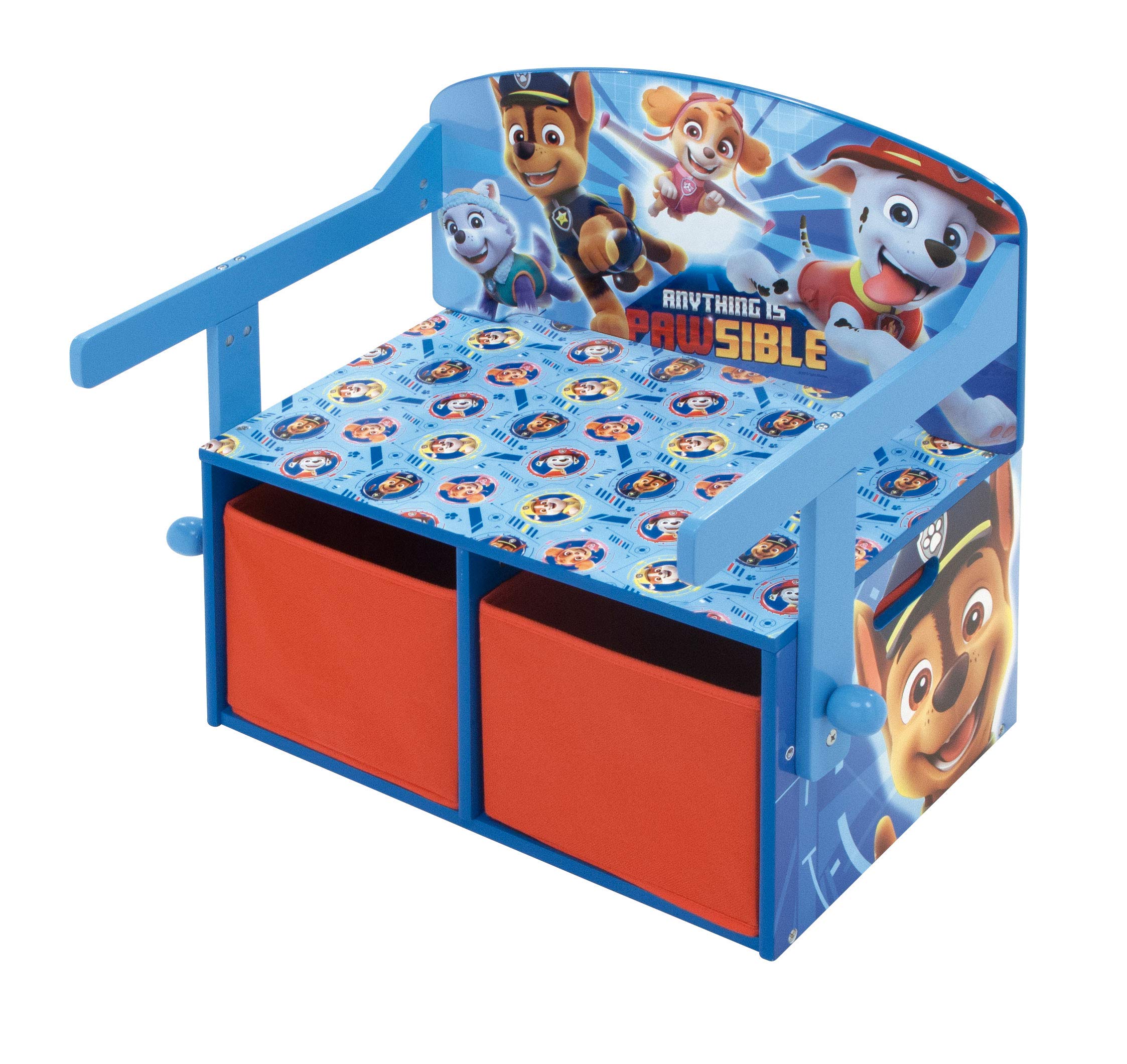 Banc à Jouets 3 en 1 en Bois modèle Paw Patrol