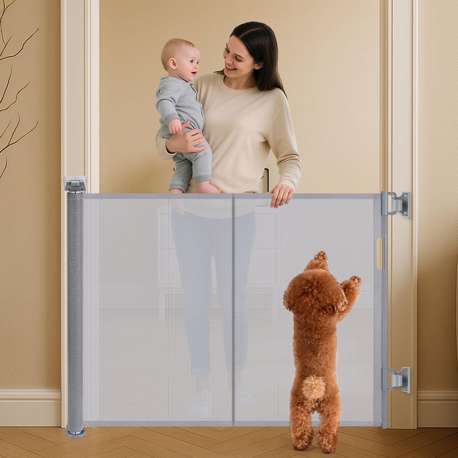 Puerta Seguridad Bebé Extensibles, 0-150cm Barrera Seguridad Niños y Perros, Vallas de Seguridad para Niños Escaleras y Pasillos, Interiores y Exteriores