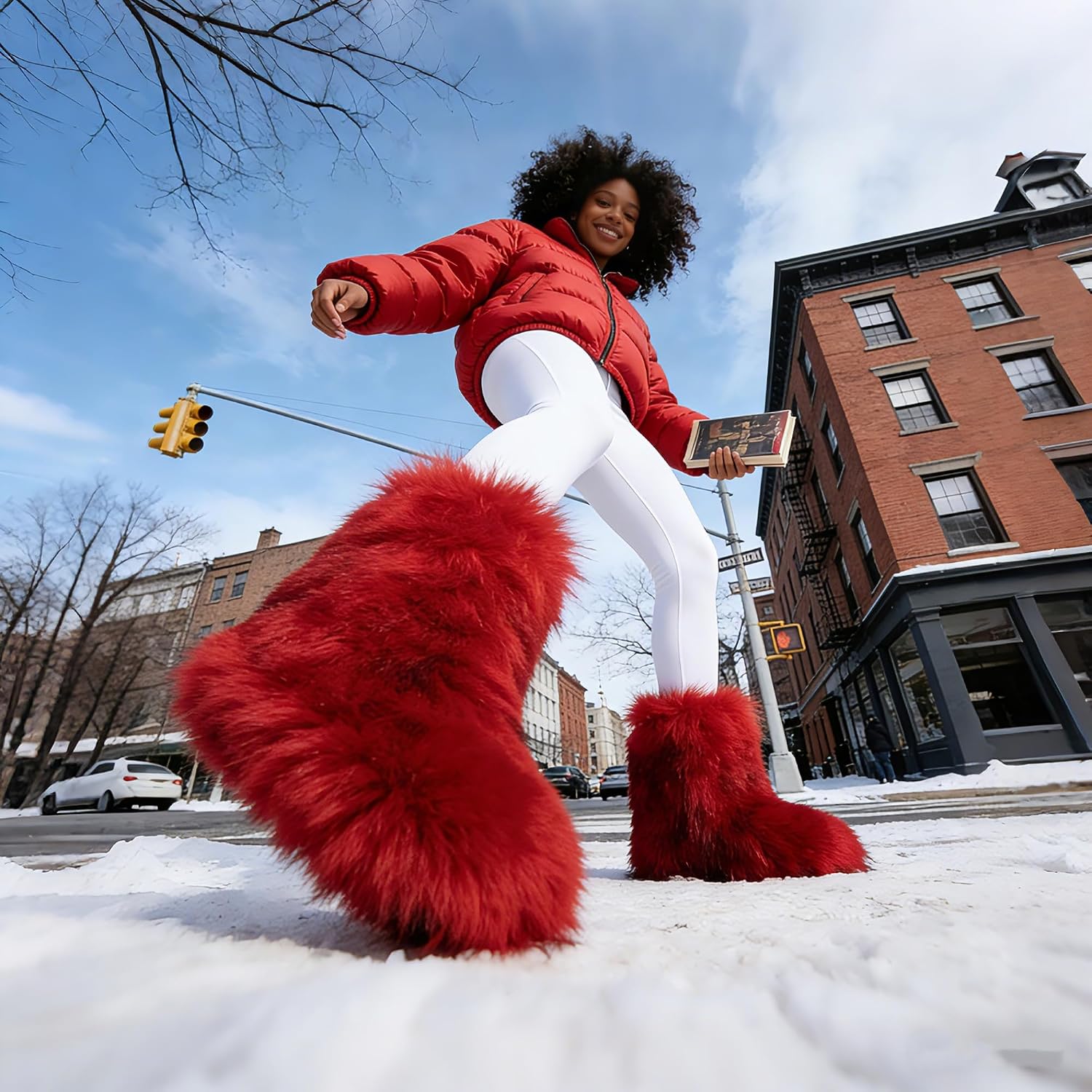 Furry Faux Fur Boots for Women