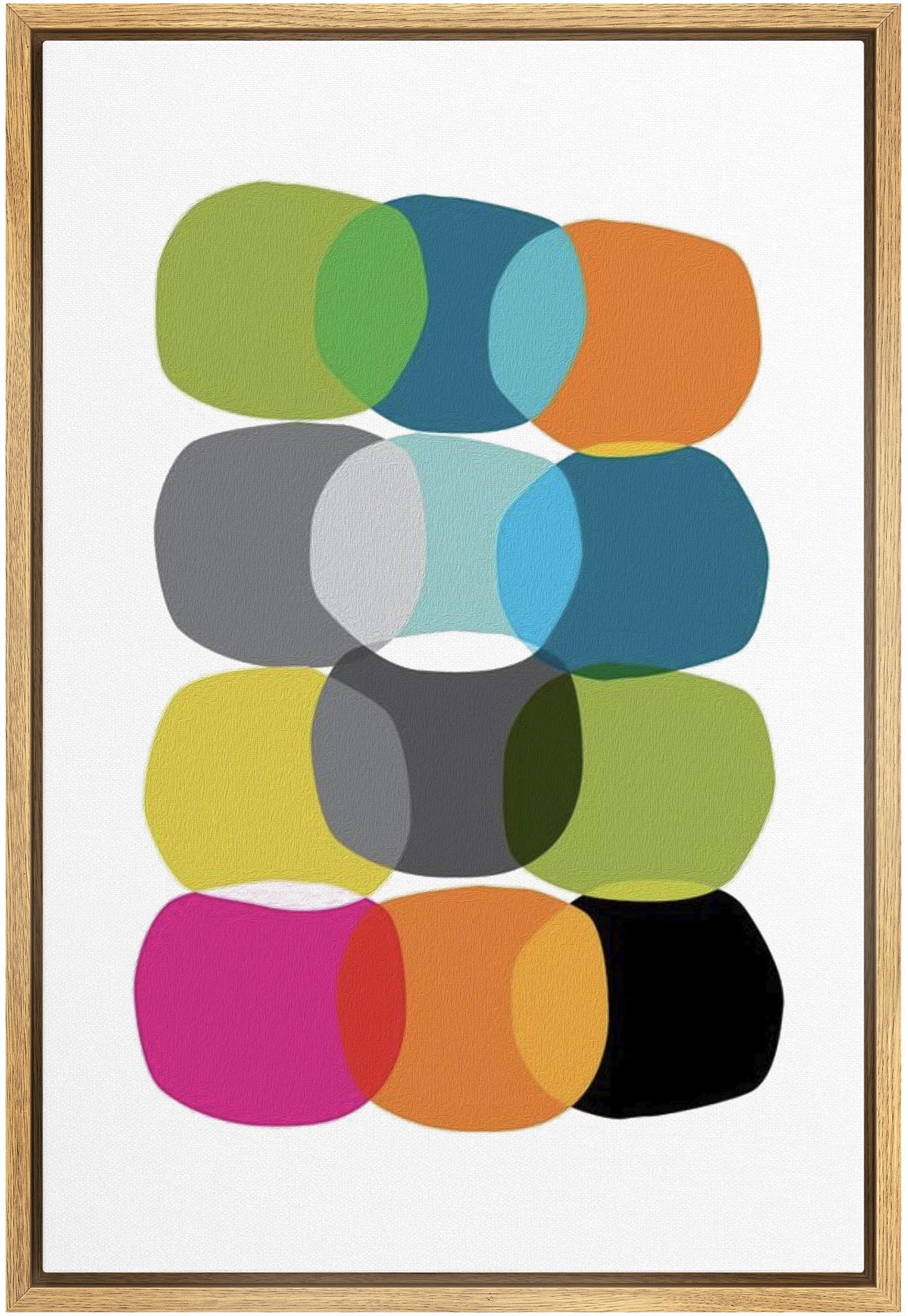 IDEA4WALL Framed Canvas Print Wall Art Intersecting Rainbow Circle Display Geometric Shapes Illustrations Modern Art Mid-Century Modern Ultra for