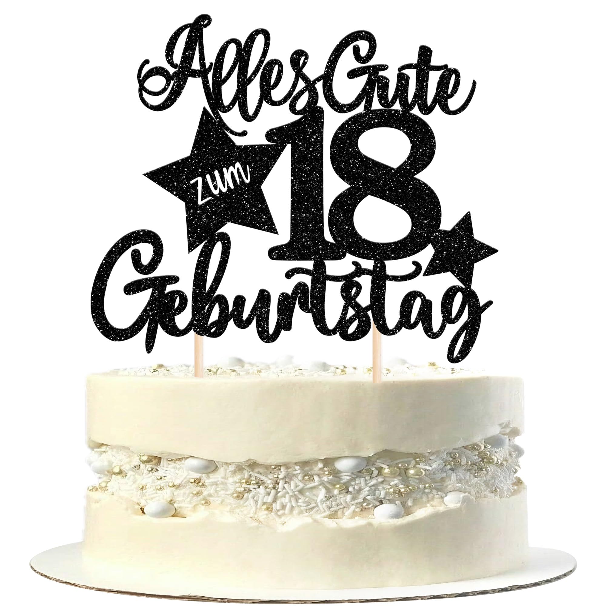 1 Stück 18th Geburtstag Cake Topper Alles Gute zum 18 Geburtstag Tortendeko Happy 18th Auf 18 Jahre Kuchen Deko für Jahrestag Party Kuchen Dekoration Schwarz