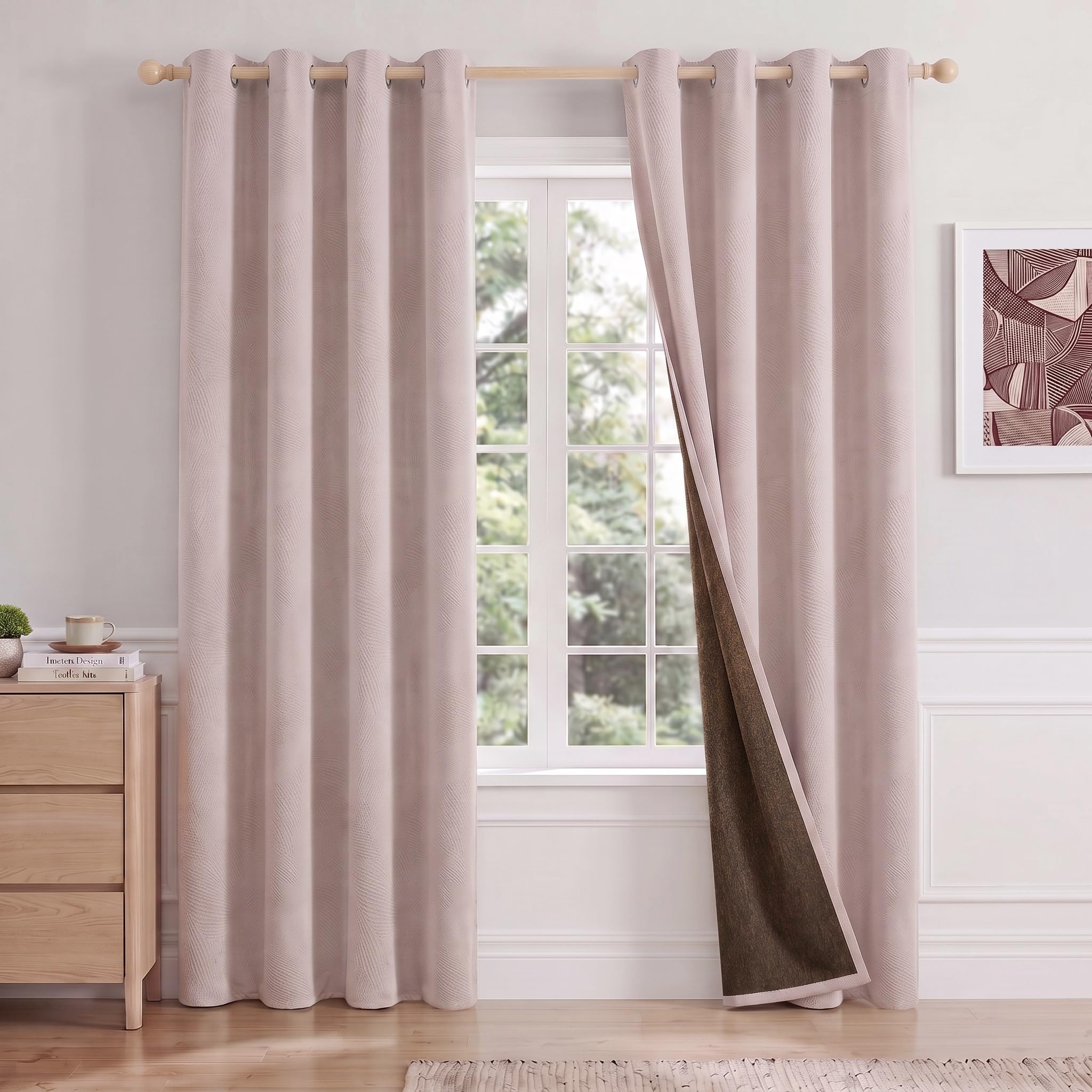 Gazal Vole Pink Curtains For Girls Bedroom, 85–95% Blackout, 95 Inch Drop