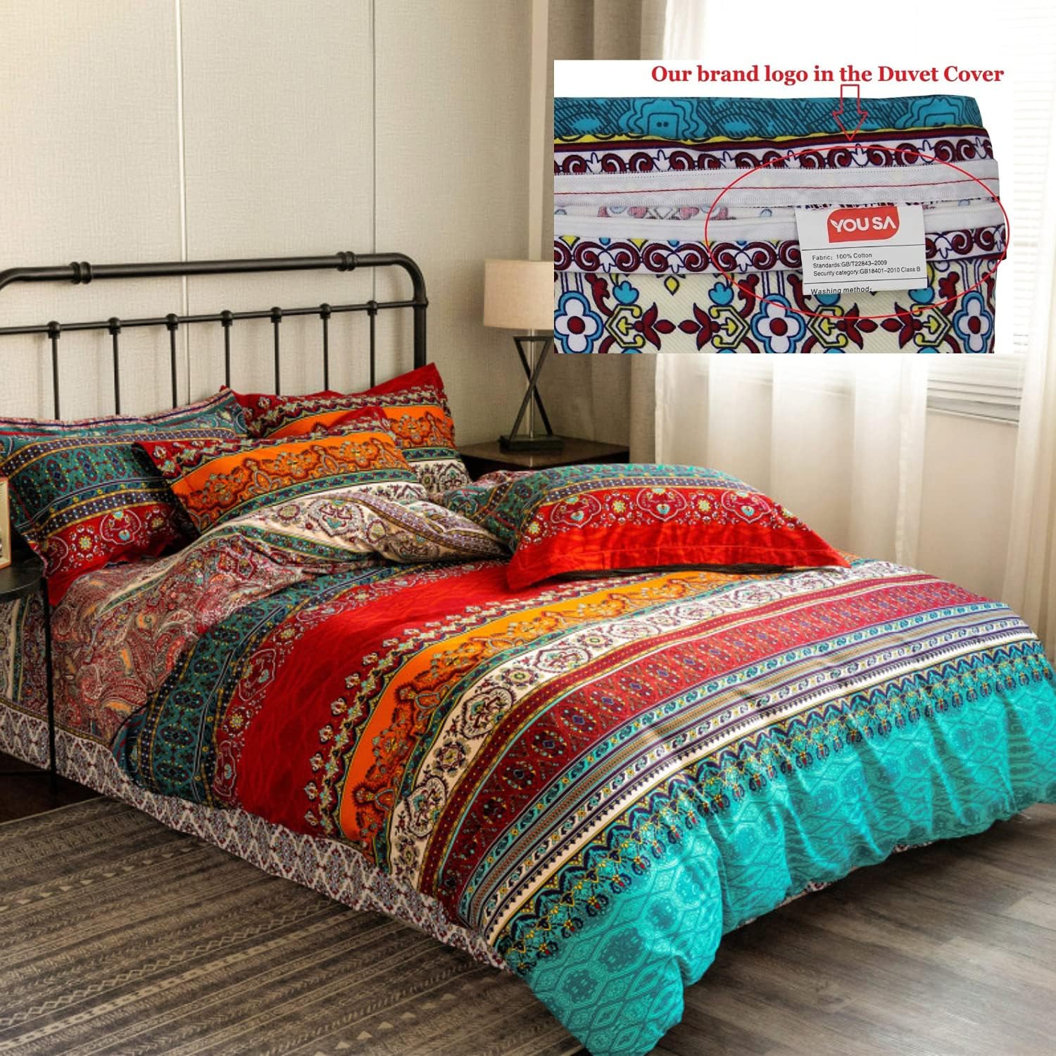 Free Shipping Offer YOU SA Bohemia Retro Printing Bedding Ethnic Vintage Floral Duvet Cover Boho Bedding 100% Brushed Cotton Bedding Sets (King, Orange) Super Sale 🛒 YOU SA Bohemia Retro Printing Bedding Ethnic Vintage Floral Duvet Cover Boho Bedding 100% Brushed Cotton Bedding Sets (King, Orange)