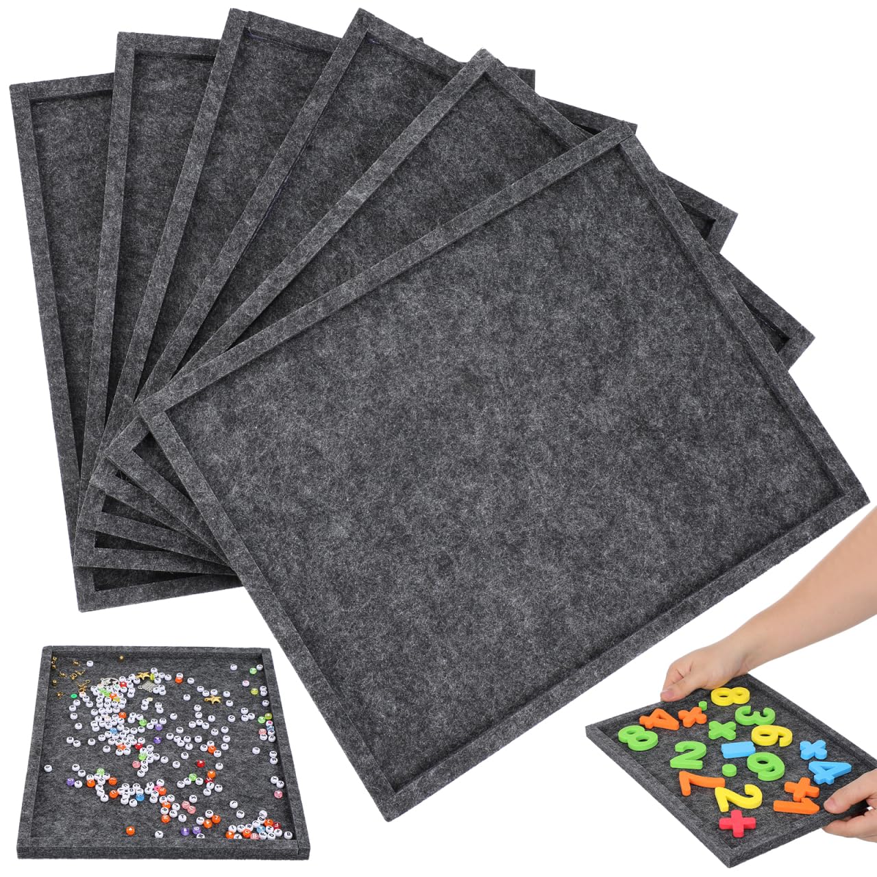 BESPORTBLE Felt Puzzle Sorting Trays Multifunctional Organizer for 1000pcs Jigsaw Puzzles Deep Gray 30x24cm Foldable Storage Trays Set of 6 and Craft Storage
