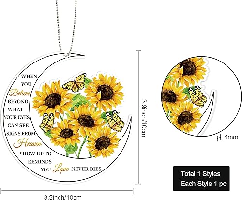 Miniatura 3 de ORIGACH When You Believe - Accesorios para espejo retrovisor de automóvil, diseño de girasol, mariposa, luna, regalo de licencia de conducir para el