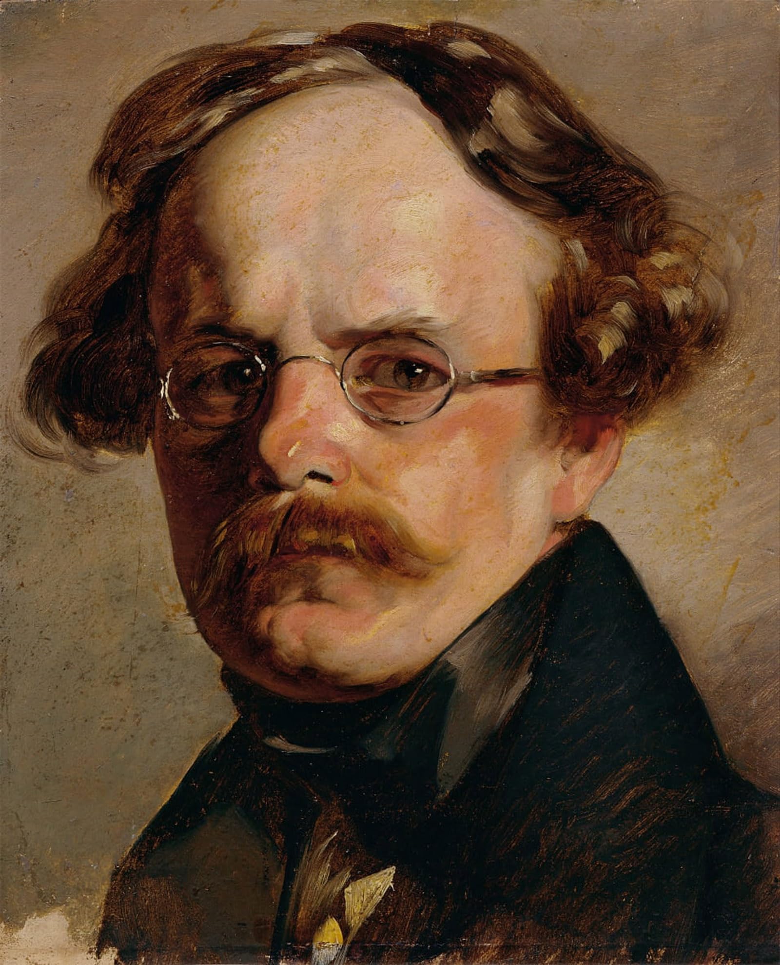HRJUBWREE Oil Painting Prints on Canvas Painting Picture Unbekannter Mann by Friedrich Von Amerling Artwork Canvas Prints for Home Decor 60x90cm