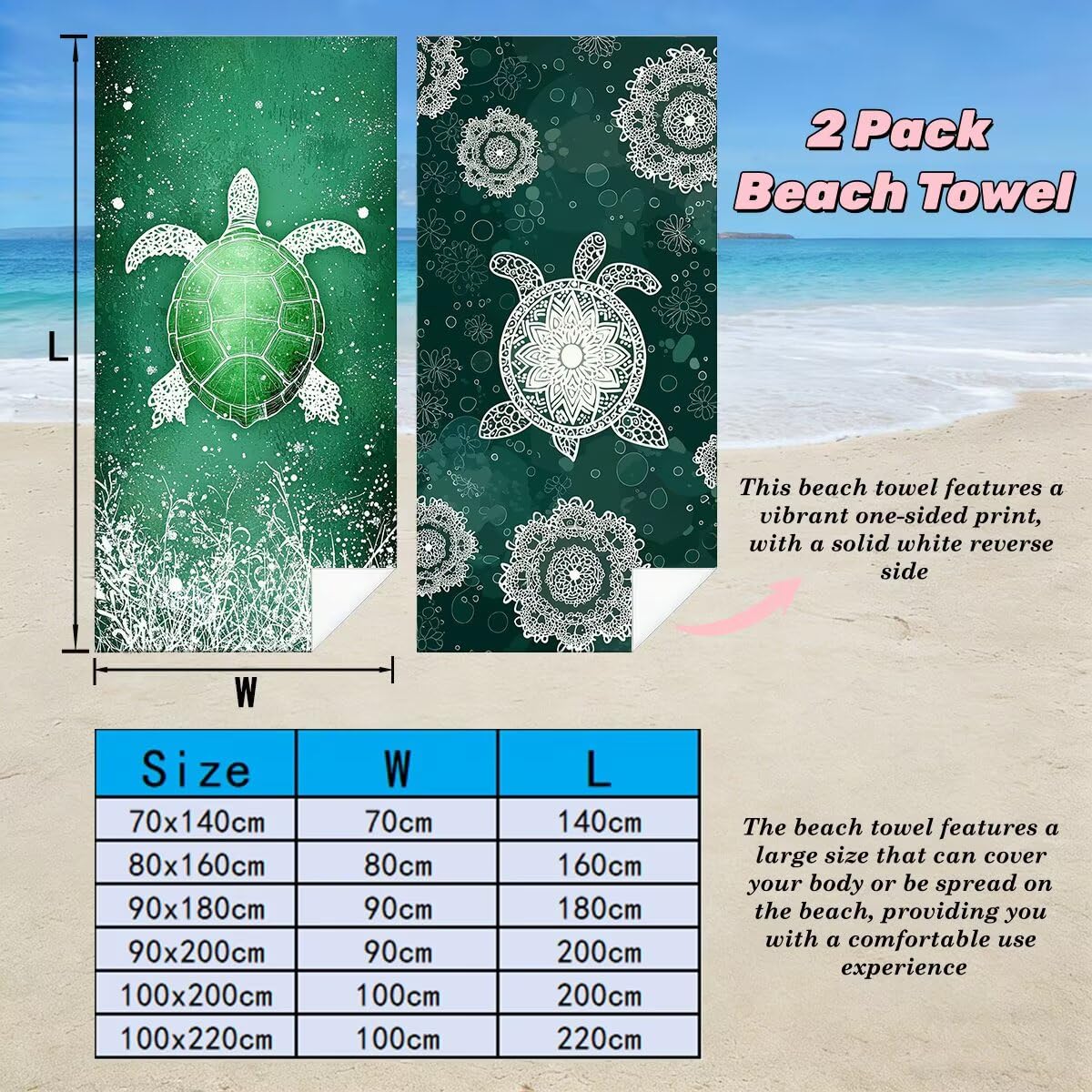 Serviette de Plage XXL 90x200 cm, Lot de 2 Serviette de Bain Microfibre, Anti Sable Serviettes Plage, Séchage Rapide Drap de Bain pour Homme Femme, Portable Fine Serviettes pour Fitness (Rétro) -4059