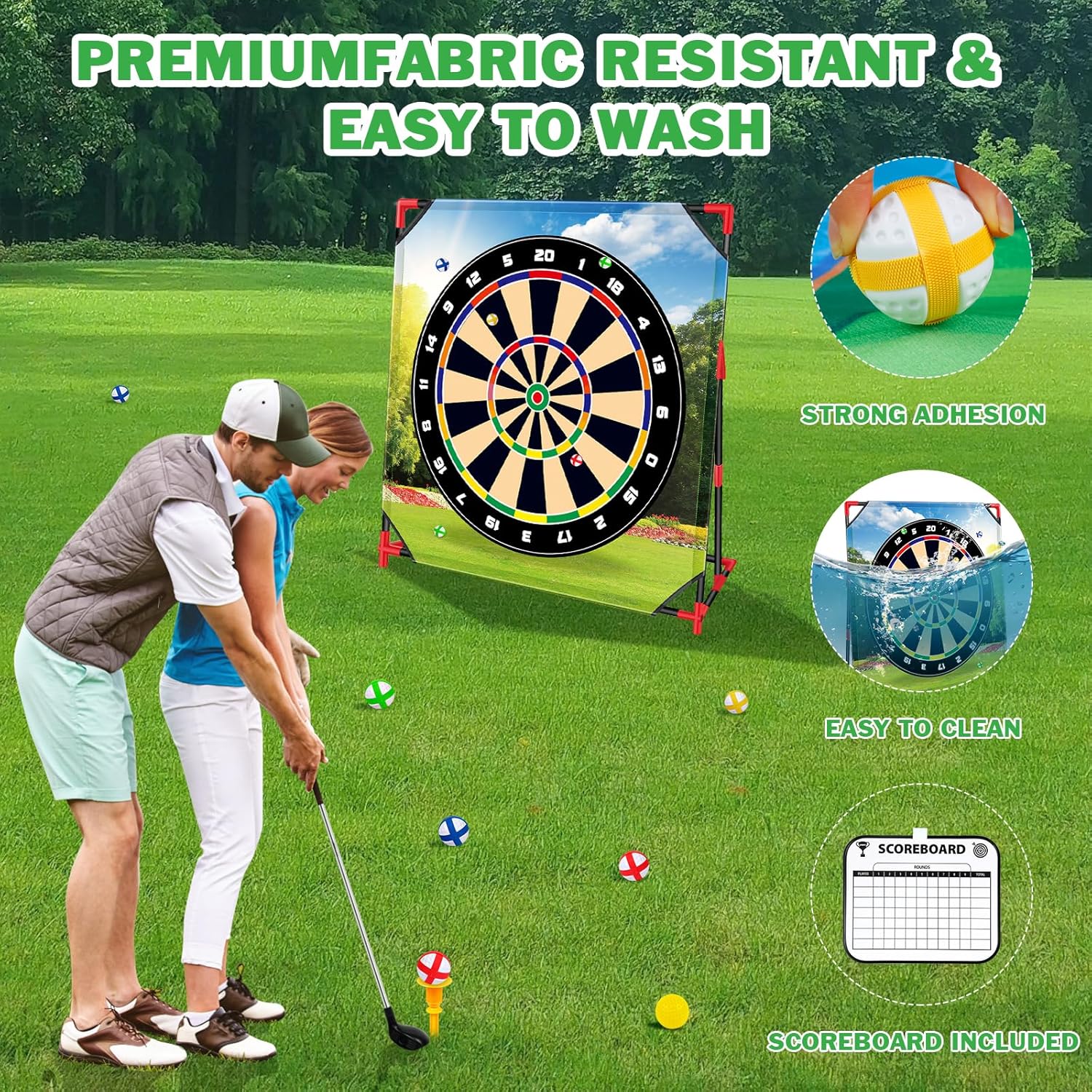 Golf Game Play Set, Golf Chipping Games for Kids with 16 Sticky Golf Balls, 8 Golf Balls, 2 Golf Clubs＆Golf Chipping Target, Indoor Outdoor Lawn Backyard Golf Gifts for Kids