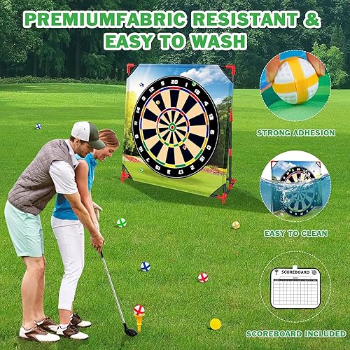 Miniatura 5 de Juego de golf, juegos de astillado de golf para niños con 16 pelotas de golf adhesivas, 8 pelotas de golf, 2 palos de golf y objetivo de astillado