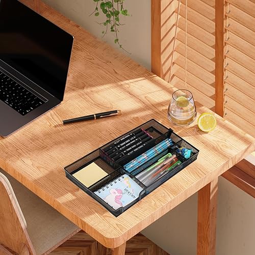 Miniatura 7 de Organizador de cajones de escritorio de 2 piezas, divisor de cajones de oficina de 4 a 6 rejillas con 2 compartimentos ajustables, organización de