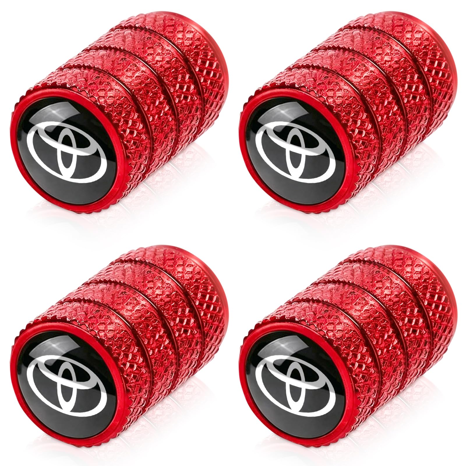 4pcs Tire Valve Stem Caps, Compatible with Toyota Avalon Prius Allion RAV4 Highlander Series Stem Cap Universal Car Air Cover Car Accessories for Cars, SUV, Truck, Motorcycles Red