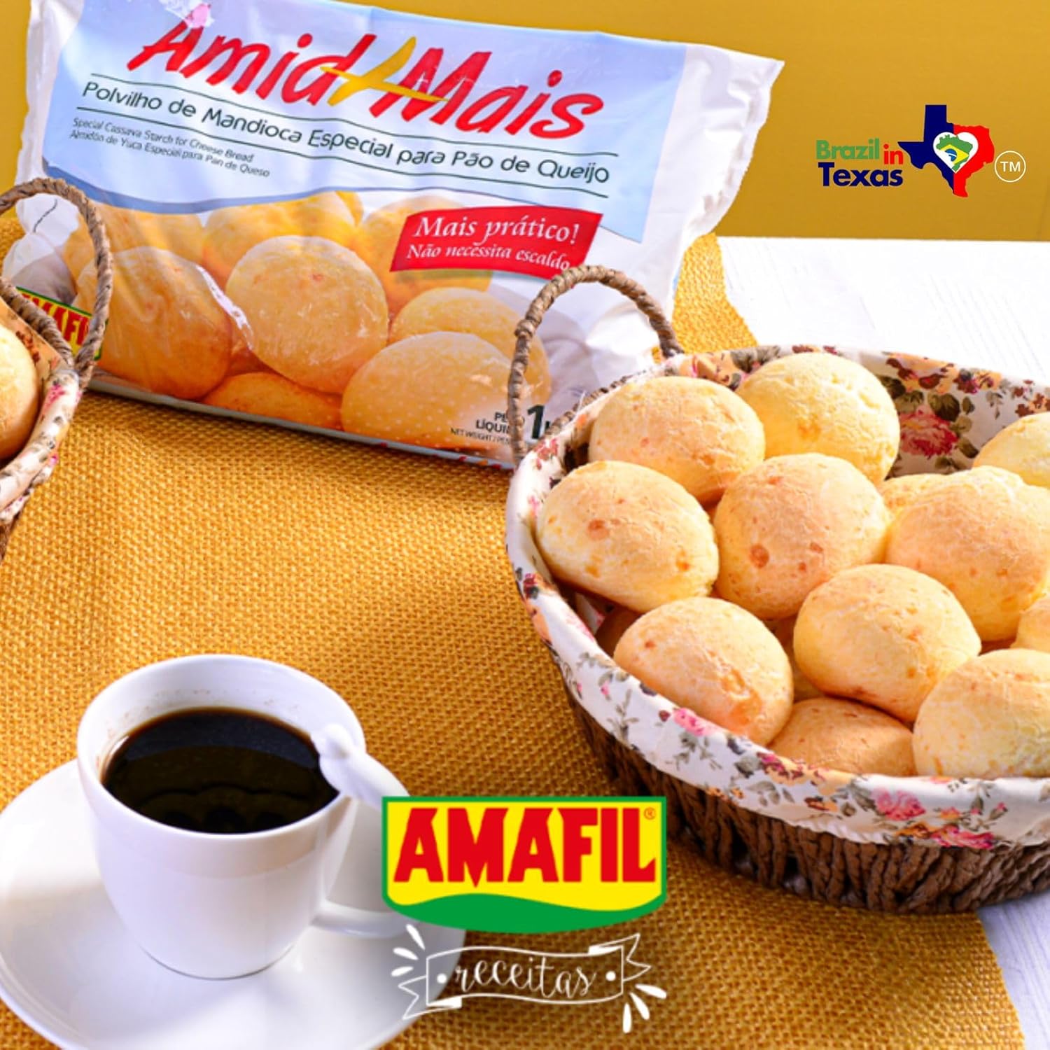Mistura preparada para Pao de Queijo Brasileiro Amafil 1 kg - Pack of 2 x 1Kg - Brazilian Mix Cheese Bread