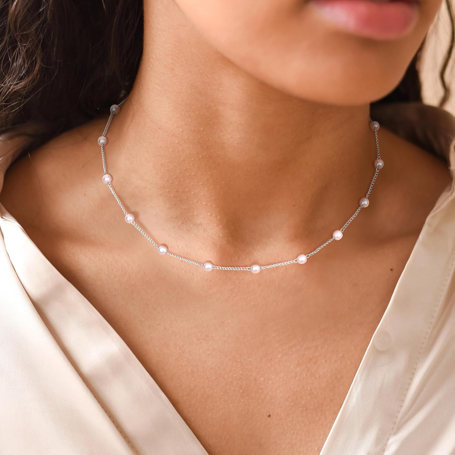 Fansilver Gold Jewelry Set for Women 14K Gold Pearl Necklace for Women Pearl Necklace and Earring Set Wedding Jewelry Sets - Image 4