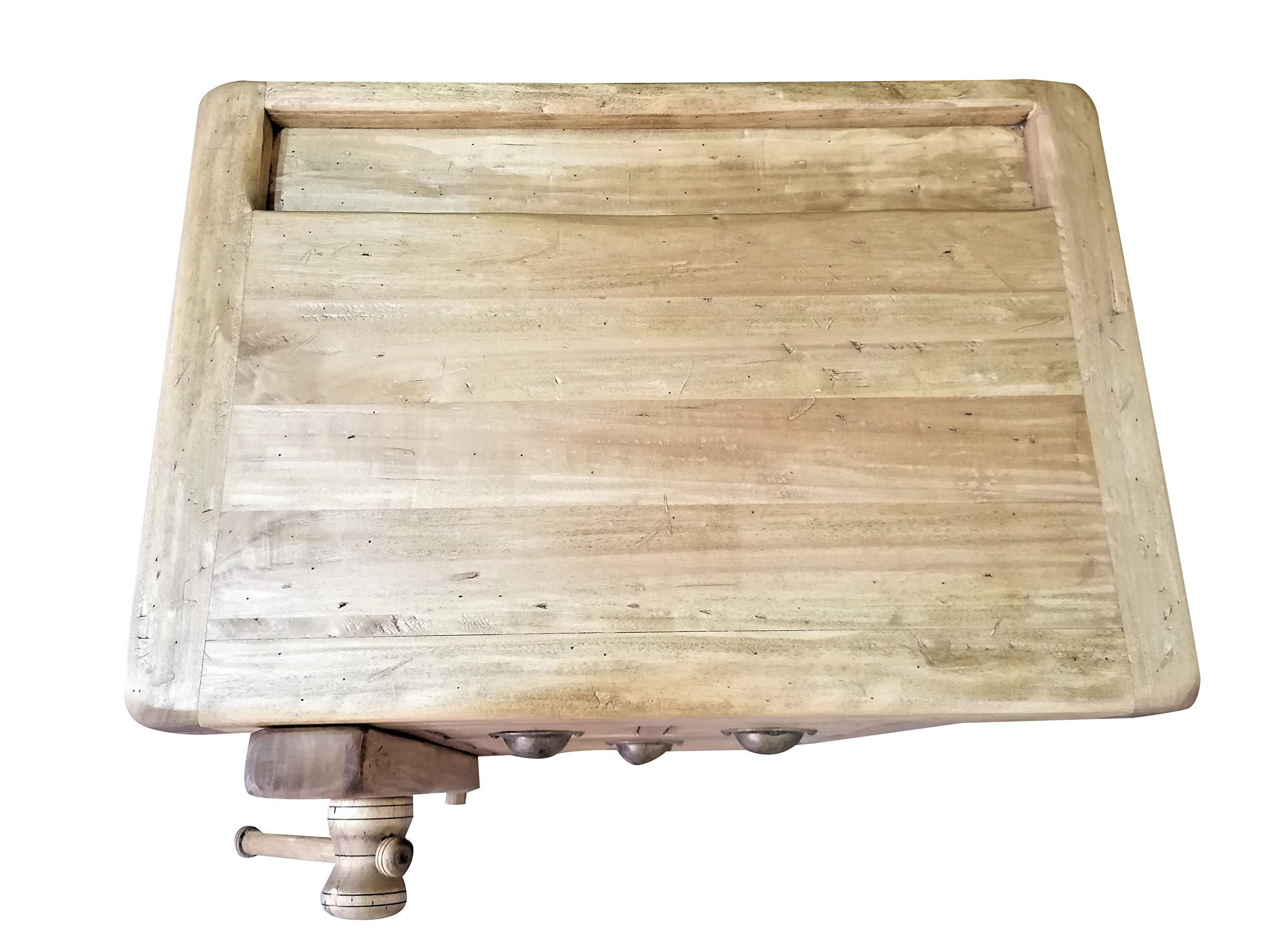 Biscottini Mesa Alta de Trabajo, 82 x 57 x 64 cm, Fabricada en Italia, Isla de Cocina, encimera de Madera Maciza, mostrador de Cocina, encimera de Madera